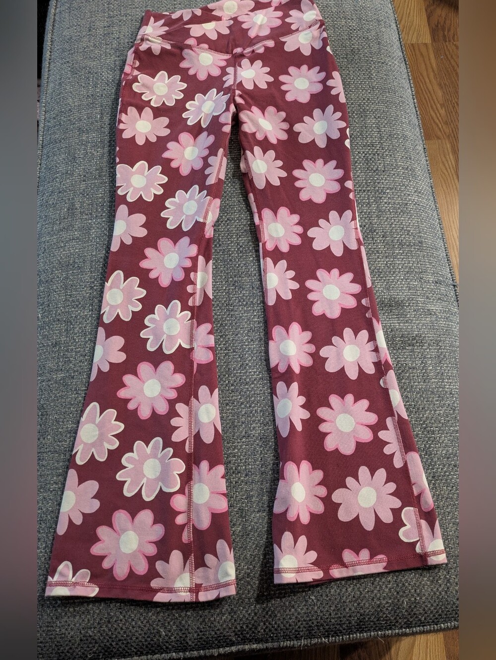 Kids Flare Leggings - Pink Flower Print